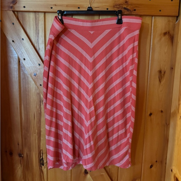Sonoma Coral & White Striped Skirt XL – Below the Knee Casual Style - Picture 1 of 2